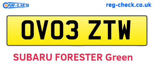 OV03ZTW are the vehicle registration plates.