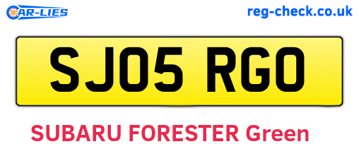 SJ05RGO are the vehicle registration plates.