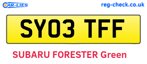 SY03TFF are the vehicle registration plates.