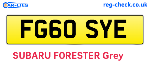 FG60SYE are the vehicle registration plates.