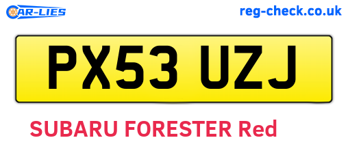 PX53UZJ are the vehicle registration plates.