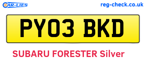 PY03BKD are the vehicle registration plates.