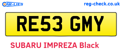 RE53GMY are the vehicle registration plates.