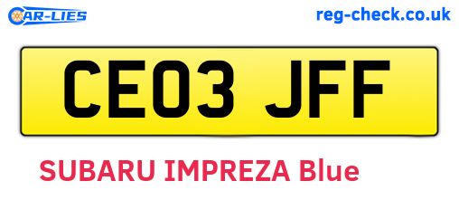 CE03JFF are the vehicle registration plates.