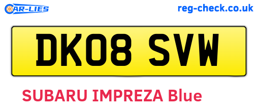 DK08SVW are the vehicle registration plates.