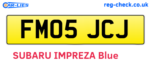 FM05JCJ are the vehicle registration plates.