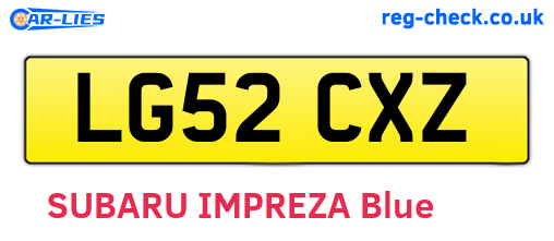 LG52CXZ are the vehicle registration plates.