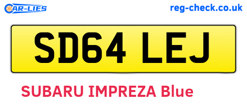 SD64LEJ are the vehicle registration plates.