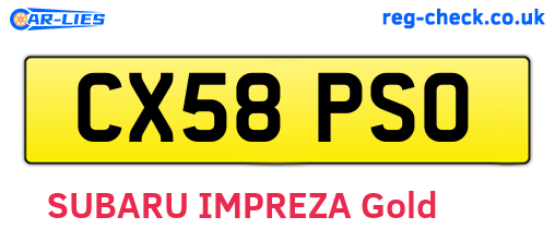 CX58PSO are the vehicle registration plates.