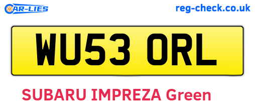 WU53ORL are the vehicle registration plates.
