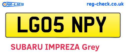 LG05NPY are the vehicle registration plates.