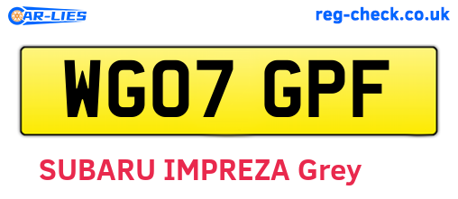WG07GPF are the vehicle registration plates.