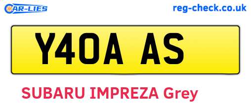 Y40AAS are the vehicle registration plates.