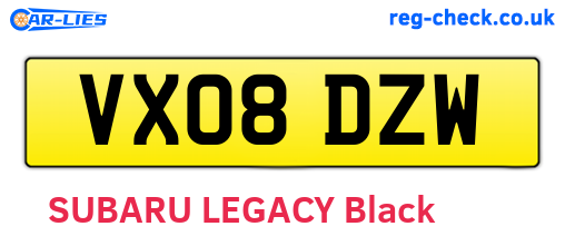 VX08DZW are the vehicle registration plates.