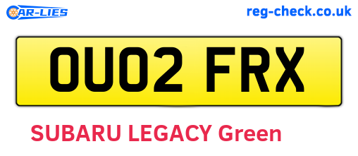 OU02FRX are the vehicle registration plates.