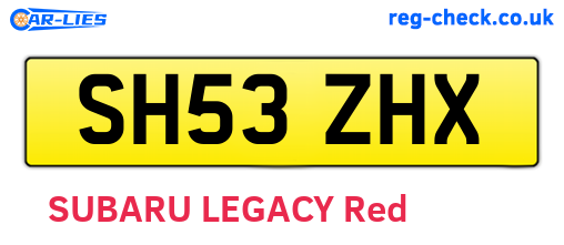 SH53ZHX are the vehicle registration plates.