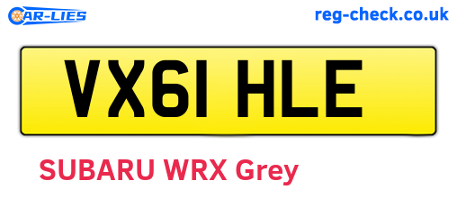 VX61HLE are the vehicle registration plates.