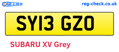 SY13GZO are the vehicle registration plates.