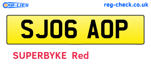 SJ06AOP are the vehicle registration plates.