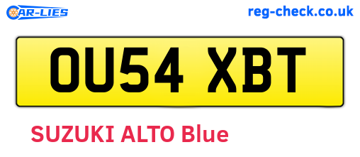 OU54XBT are the vehicle registration plates.