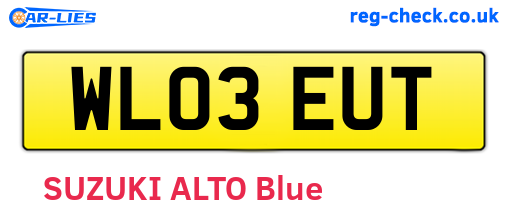 WL03EUT are the vehicle registration plates.