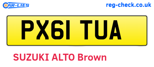 PX61TUA are the vehicle registration plates.
