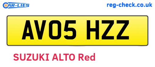 AV05HZZ are the vehicle registration plates.