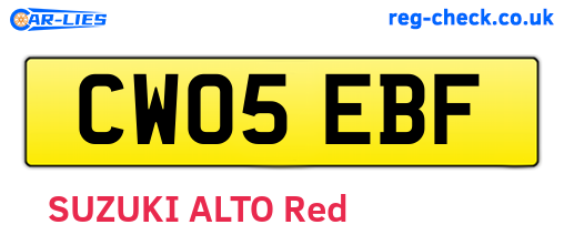 CW05EBF are the vehicle registration plates.