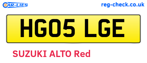 HG05LGE are the vehicle registration plates.