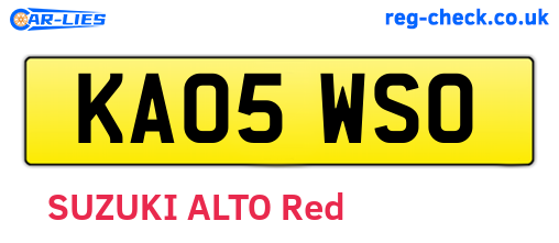 KA05WSO are the vehicle registration plates.