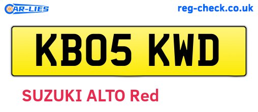 KB05KWD are the vehicle registration plates.