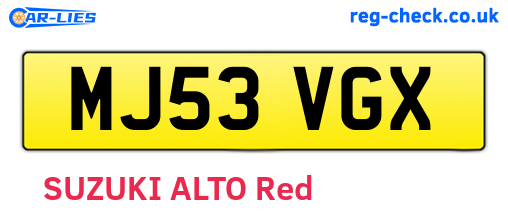 MJ53VGX are the vehicle registration plates.