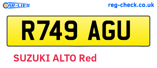 R749AGU are the vehicle registration plates.