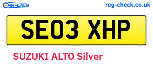 SE03XHP are the vehicle registration plates.