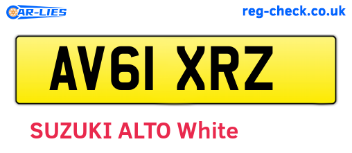 AV61XRZ are the vehicle registration plates.