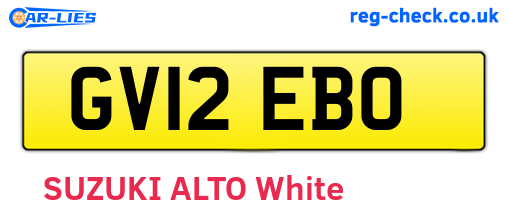 GV12EBO are the vehicle registration plates.
