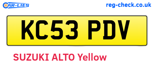 KC53PDV are the vehicle registration plates.
