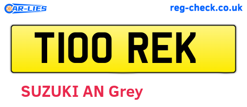 T100REK are the vehicle registration plates.