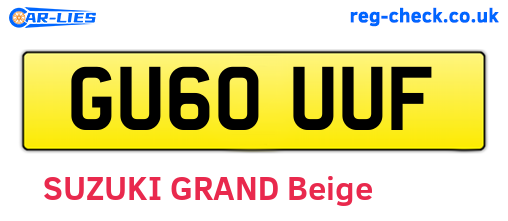 GU60UUF are the vehicle registration plates.