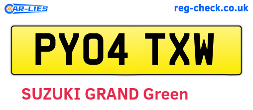 PY04TXW are the vehicle registration plates.