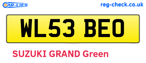 WL53BEO are the vehicle registration plates.