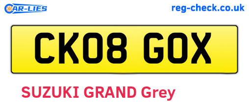 CK08GOX are the vehicle registration plates.