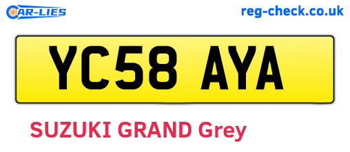YC58AYA are the vehicle registration plates.