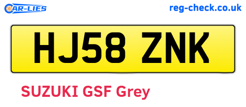 HJ58ZNK are the vehicle registration plates.