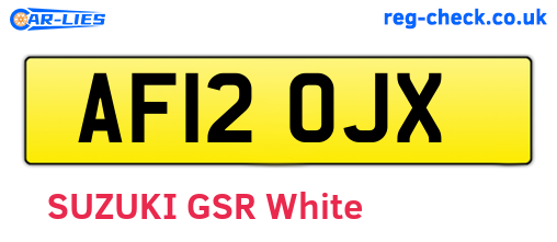 AF12OJX are the vehicle registration plates.