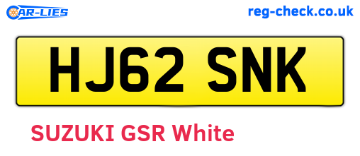 HJ62SNK are the vehicle registration plates.