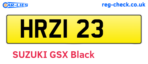 HRZ123 are the vehicle registration plates.