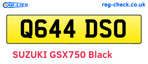 Q644DSO are the vehicle registration plates.