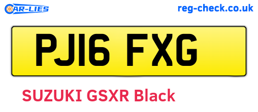 PJ16FXG are the vehicle registration plates.