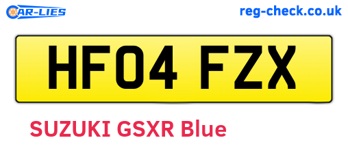 HF04FZX are the vehicle registration plates.